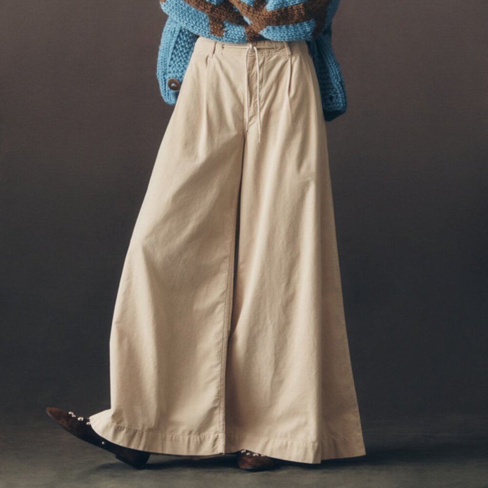 Anthropologie Cream Wide Leg Pants